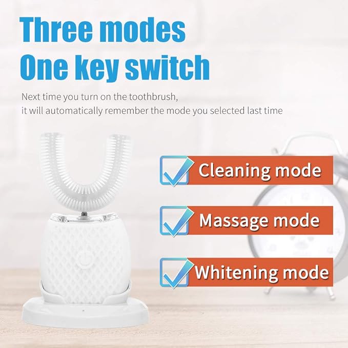 Ultrasonic Toothbrush for Adults - Automatic Electric Toothbrush with Soft Bristles Rechargeable Portable Waterproof Design 30s Timer, Wireless Charging Dual-Use for Travel & Home (White)