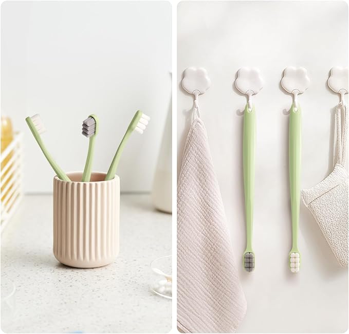 Extra Soft Toothbrushes for Adults Sensitive Gums, Upgraded 20000 Soft Micro Nano Bristles Toothbrush with 8 Holes, Compact Small Head Portable Toothbrush for Pregnant Women, Elderly (6 Pack)