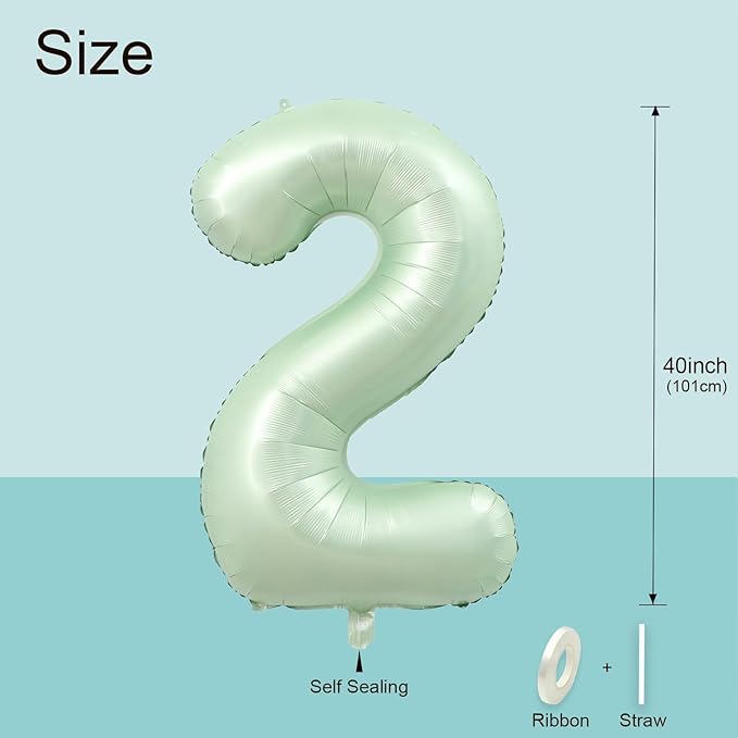 40 Inch Olive Green Large Number Balloons 0-9, Number 2 Balloons Foil Mylar Big Number Balloons, Helium Number Balloons Decorations For Birthday, Anniversary Events, Wedding Party