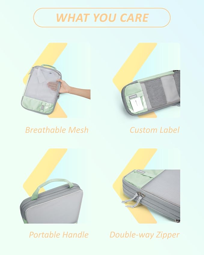 BAGSMART 6 Set /4 Set/2 Set Compression Packing Cubes for Travel, Lightweight Luggage Organizer Bags, Durable Space Saver Bags Travel Essentials