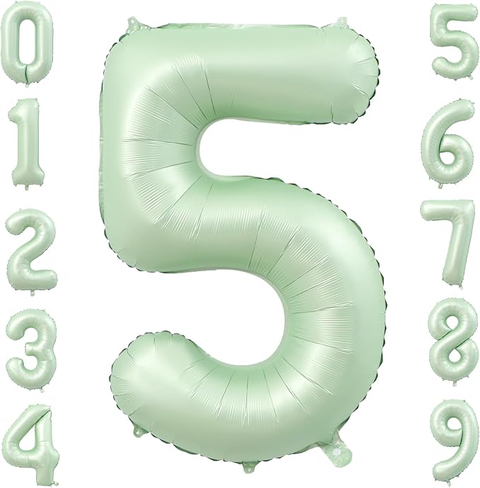 40 Inch Olive Green Large Number Balloons 0-9, Number 5 Balloons Foil Mylar Big Number Balloons, Helium Number Balloons Decorations For Birthday, Anniversary Events, Wedding Party