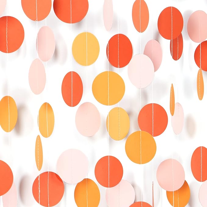 Pink Orange Groovy Party-Decorations Garland-Streamers - 52Ft Fall Autumn Thanksgiving Harvest Paper Banner,Birthday Baby Bridal Shower Engagement Wedding Bachelorette Backdrop Decor Lasting Surprise