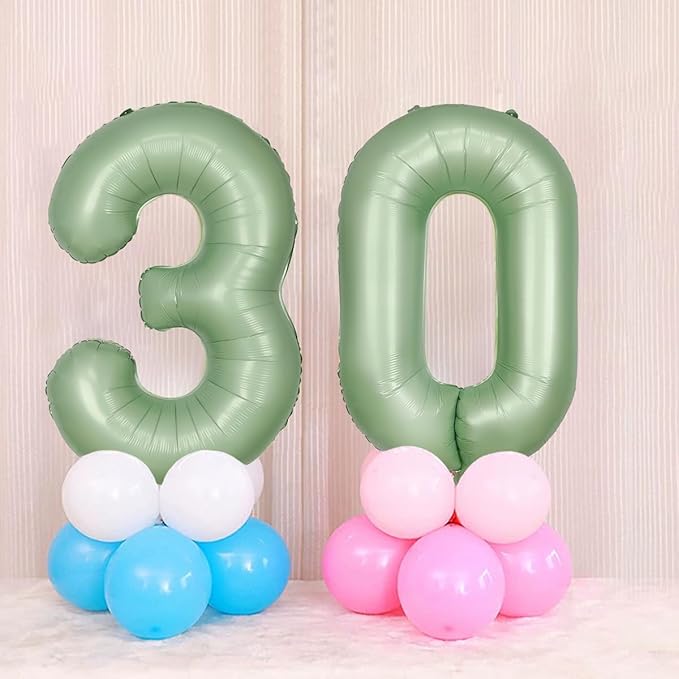 40 Inch Green Number Balloon 0 Olive Green Foil Balloon Sage Green 0 Balloons Mylar Helium Balloon for Birthday Party Decorations Girls Boys Baby Shower Wedding Anniversary Decoration (Number 0)