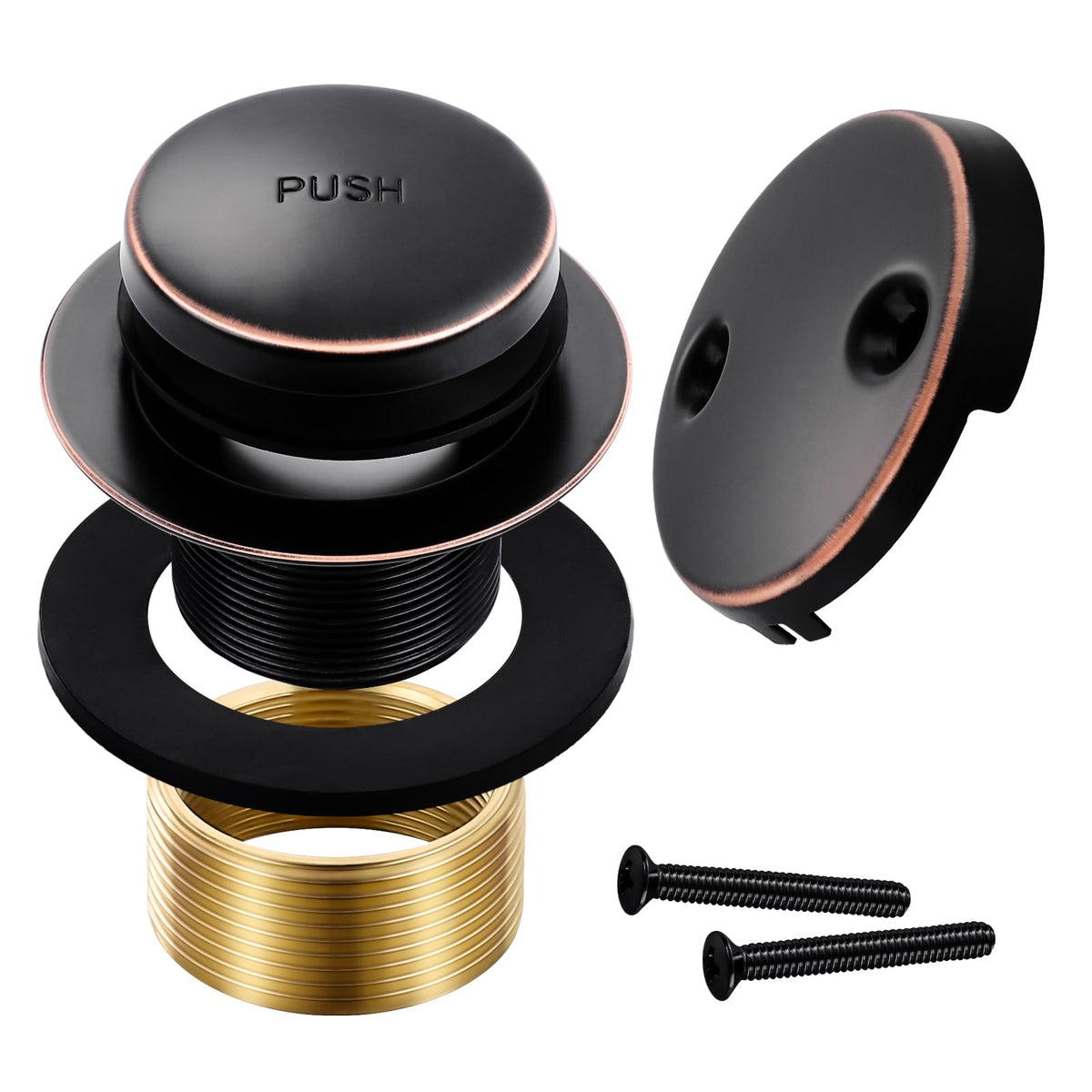 Oil Rubbed Bronze Bathtub Drain Tip-Toe Tub Trim Set with Two-Hole Overflow Faceplate Bathroom Tub Drains Replacement Conversion Kit