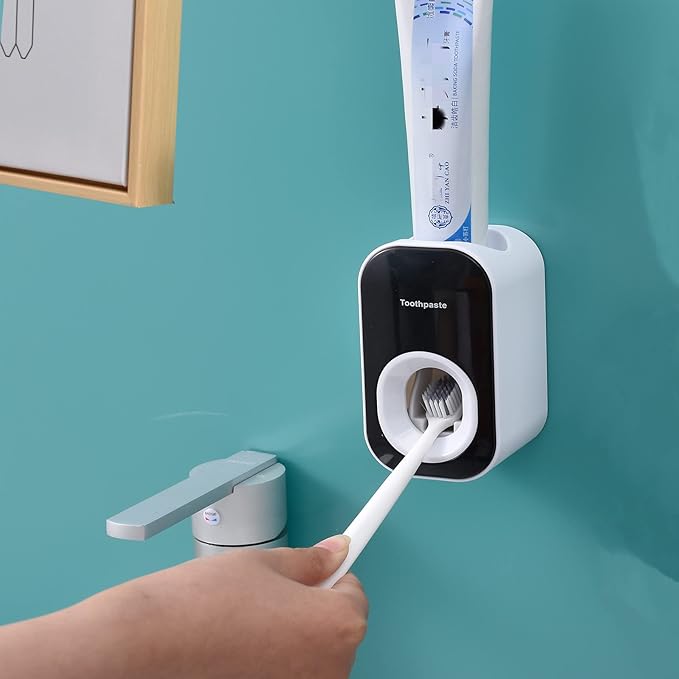 Automatic Toothpaste Dispenser Wall Mounted for Bathroom & Shower,Toothpaste Squeezer for Adults,Children & Family by Mr. Thumbs(1pc,Black)