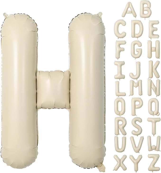 Cream H Letter Balloons,40 Inch Letter H Balloon Beige,Helium Custom Letter Balloon for Birthday Anniversary Party Decorations