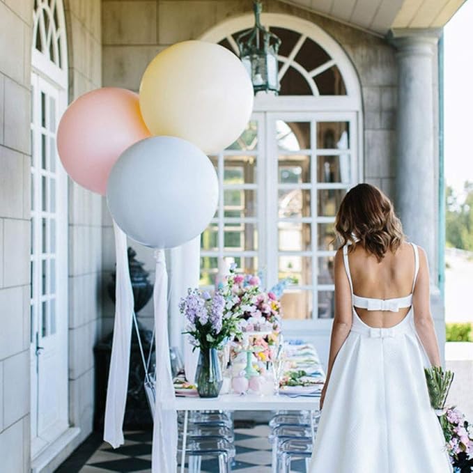 36 Inch Giant Round Balloons Macaron Blue 6 Packs Latex Balloons for Photo Shoot Wedding Baby Shower Birthday Party Decorations