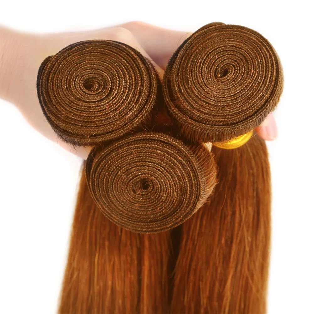 #30 Brown Bundles Human Hair Straight Bundles 12 12 12 Inch 3 Bundle Unprocessed Brazilian Virgin Hair Light Brown Straight Human Hair Extensions For Black Women