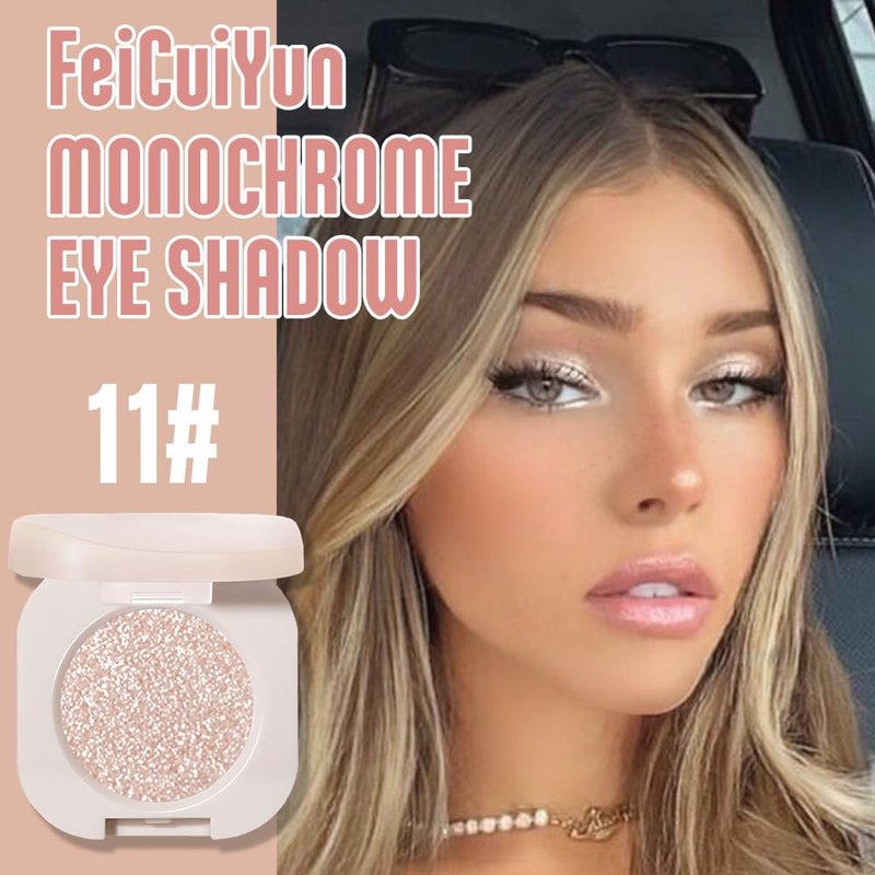 FeiCuiYun Glitter Shimmer Sparkle Eye Shadow Palette Makeup for Older Women, Pearl White Silver Glitter Shimmer Metallic Holographic Iridescent Cream Iridescent Single Monochrome Eyeshadow Makeup, 11