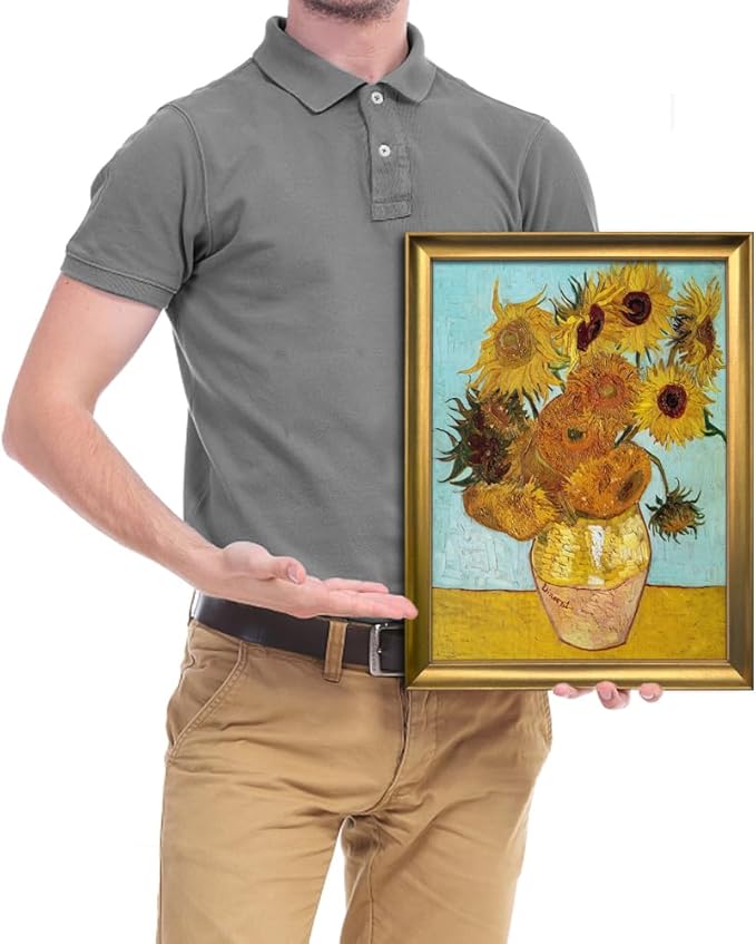 Wieco Art Framed Wall Art Canvas Prints of Sunflower by Vincent Van Gogh Paintings Reproduction Abstract Wall Decorations for Living Room Bronze Gold Frame