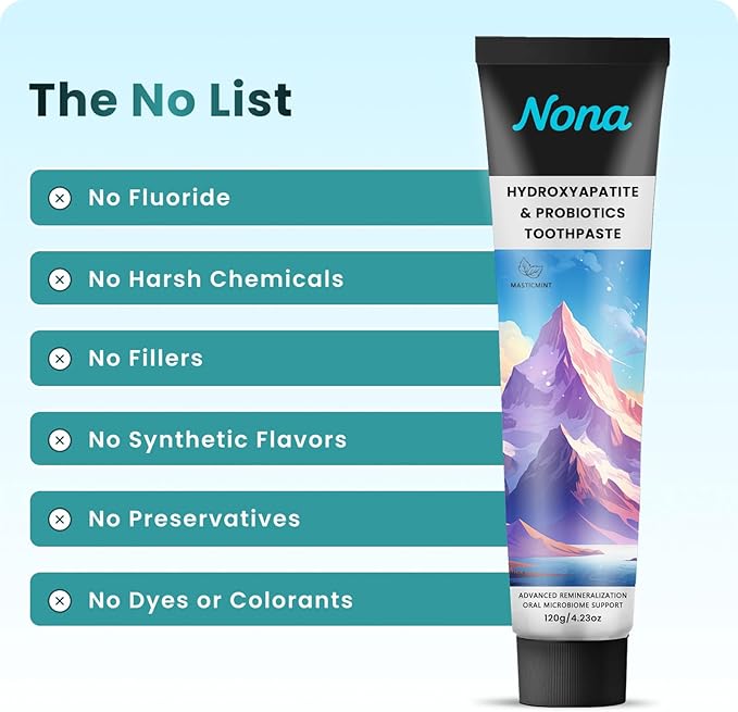 Nano Hydroxyapatite Toothpaste with Bamboo Charcoal & Probiotics, Fluoride-Free Formula for Remineralizing Enamel, Sensitive Relief & Whitening, Natural Peppermint for Fresh Breath (1pc)