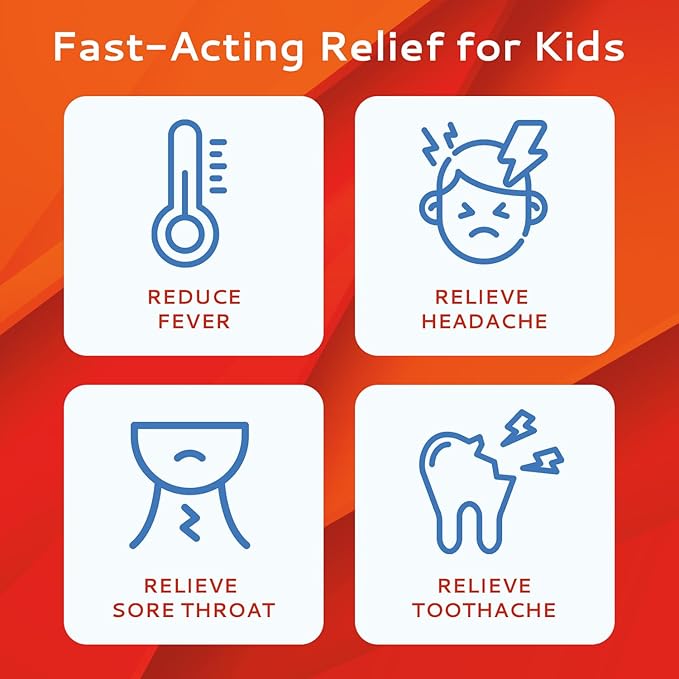 Children's Acetaminophen 36 Strips | Pain Reliever & Fever Reducer | Fast-Acting Support for Cold & Flu Symptoms | Oral Chewable Strips for Kids Ages 2-9 | Travel Size, Orange Flavor
