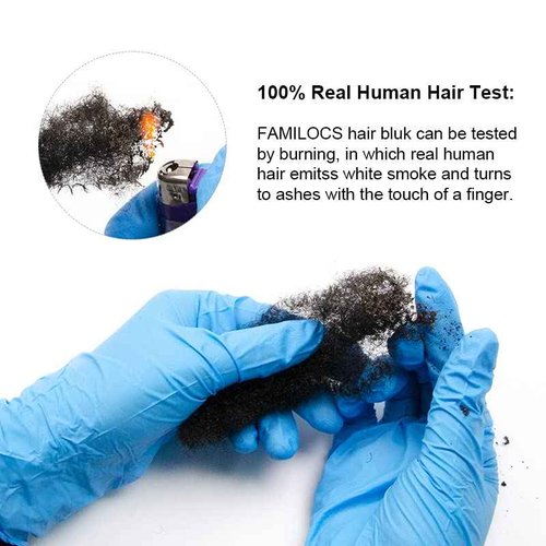 FAMILOCS Tight Afro Kinky Bulk 100% Human Hair for Dreadlock Extensions, Locs Repair, Twists and Braids - 3 Bundles/Package (16 Inch, Natural Black)