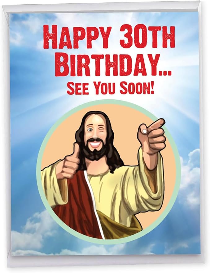 NobleWorks - 30th Funny Birthday Greeting Card (8.5 x 11 Inch) - 30 Years Old, Big Milestone Birthday Humor Card from Group - See You Soon 30 J7235MBG