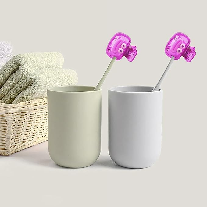 Upgrade Travel Toothbrush Head Covers Toothbrush Protector Cap Brush Pod Case Protective Portable Plastic Clip for Household Travel, Bathroom, School, Camping, Business (O, 2 Pack)