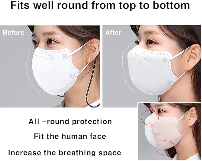 [20 Pcs] Korea Face Mask for Adults – Bird Beak type 2D Protective Health Face Mask for Dust and Smoke – 4-Layer Protective Filter – Ideal Fit for Comfortable Wear - Violet