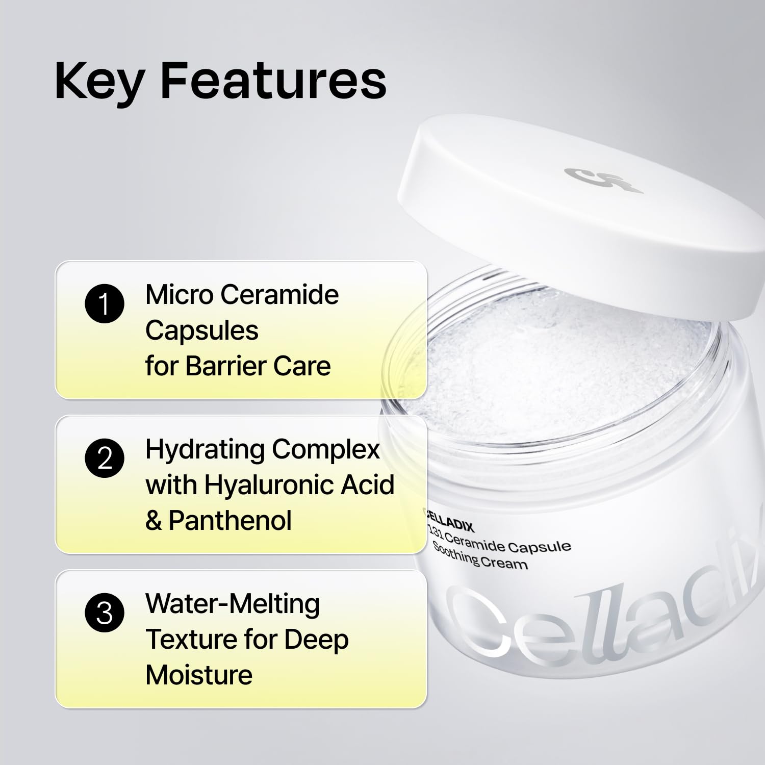 Celladix 131 Ceramide Capsule Soothing Cream – Korean Skincare Face Moisturizer with Hyaluronic Acid & Panthenol – Hydrating, Barrier Repair for Sensitive & Acne-Prone Skin, 1.7 Fl Oz