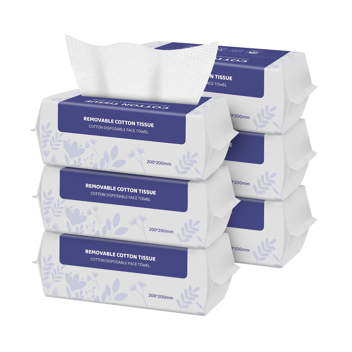 Soft Dry Wipe 6 Pack, 100% Cotton Face Tissues, Lint Free Facial Cleansing Towels, Extra Thick Dry and Wet Use for Cleansing,Sensitive Skin, Makeup Removing, Surface Cleaning