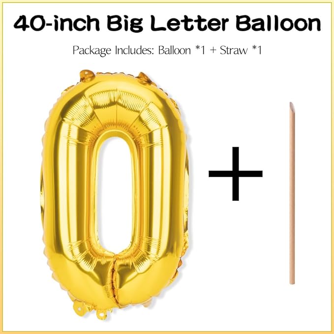 Gold Letter Balloons 40 Inch O Balloon Letters O Alphabet Balloons Giant Letters With Straw Big Balloons Foil Large Gold Balloons For Birthday Party Decorations Wedding Thanksgiving Christmas Balloons