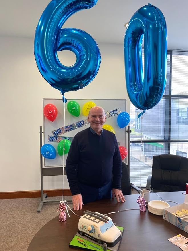 60 Balloon Number, Metallic Blue Number 60th Birthday Balloons 40 Inch, 60 Years Old Metallic Blue Birthday Decorations for Men Women, 60th Anniversary Decorations