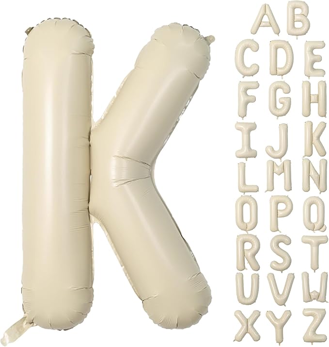 Cream K Letter Balloons,40 Inch Letter K Balloon Beige,Helium Custom Letter Balloon for Birthday Anniversary Party Decorations