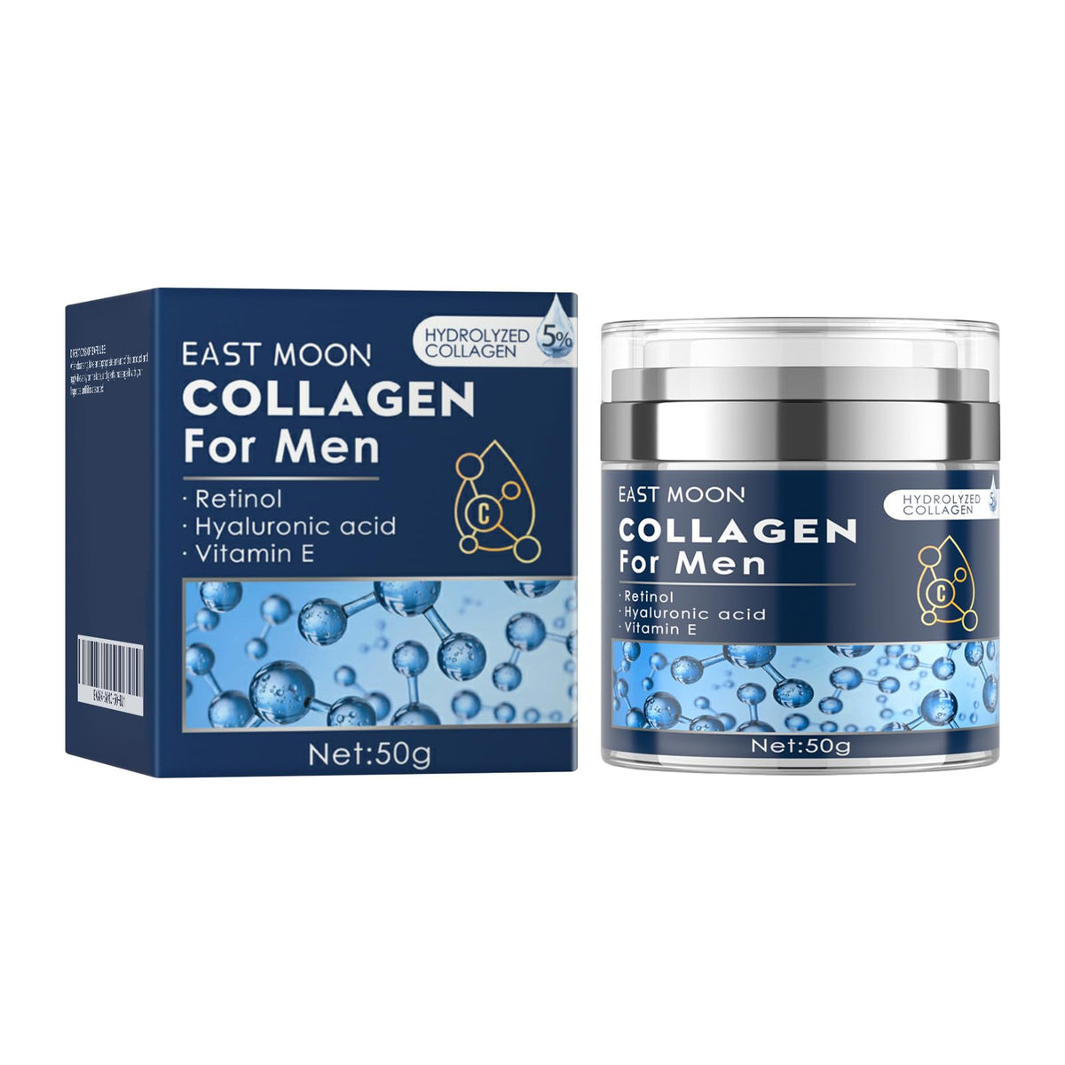 AMALIA Collagen Cream for Men, Anti-Aging Face Moisturizer with Retinol, Hyaluronic Acid and Vitamin E, 50g