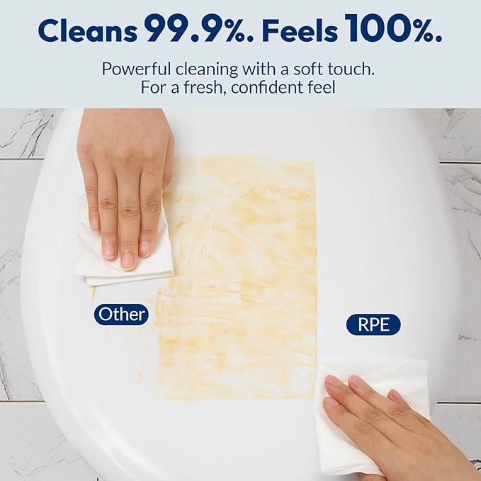 Flushable Wet Wipes - 6 Large Packs (360 Ct) - Unscented Extra-Large Body & Hand Tissue with Vitamin E & Aloe - For Adults, Children & Kids - Ideal for Home, Bathroom, Car & Everyday Hygiene