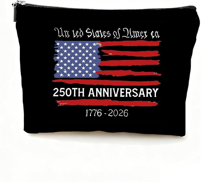 GRITOSE 4th of July Small Makeup Bag,USA 250th Black Cosmetic Bags with Zipper with America Flag designs Accessories for Women Friend Independence Day Gifts Makeup Pouch