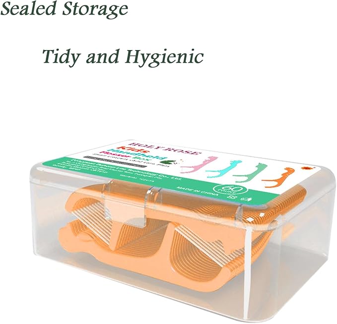 Holy Rose Kids Dental Floss Case 2 Box, Box 60 Count,Contains 120 Count Portable Floss Case Colorful Fun Floss for Teenagers, Kids, Boys, Girls.