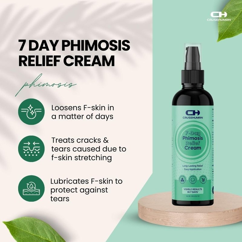 Cause Human 7-Day Phimosis Cream | Steroid-Free Treatment for Fast Relief at Home | Visible Results in 7 Days* | 3.16 fl oz (90g) | No Irritation | No Steroids (7 Day Phimosis Relief Cream)
