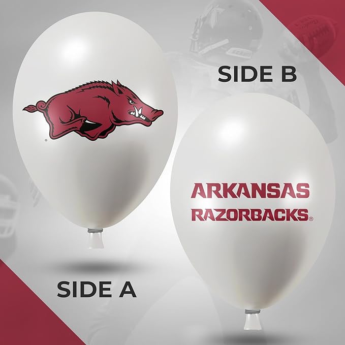 Arkansas Razorbacks Balloons 10 Pack 11" Official Licensed Logos, Helium Quality Latex Balloons, Perfect for College Football Team Celebration, Decorated Front and Back by Westrick