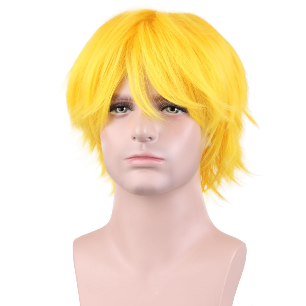 RightOn Yellow Wig Short Yellow Wig for Men and Women Cosplay Halloween Party Hairnet Include