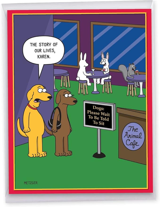 NobleWorks Jumbo Hilarious Birthday Greeting Card From Us 8.5 x 11 Inch with Envelope (1 Pack) Oversize Jumbo Bday The Animal Cafe J6384BDG-US