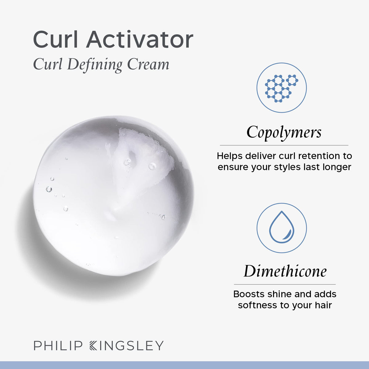 PHILIP KINGSLEY | Curl Activator | Curl Defining and Enhancing Gel | For Curly and Wavy Hair types | Natural Curl Enhancer Styling Product with Medium Hold | 3.3oz