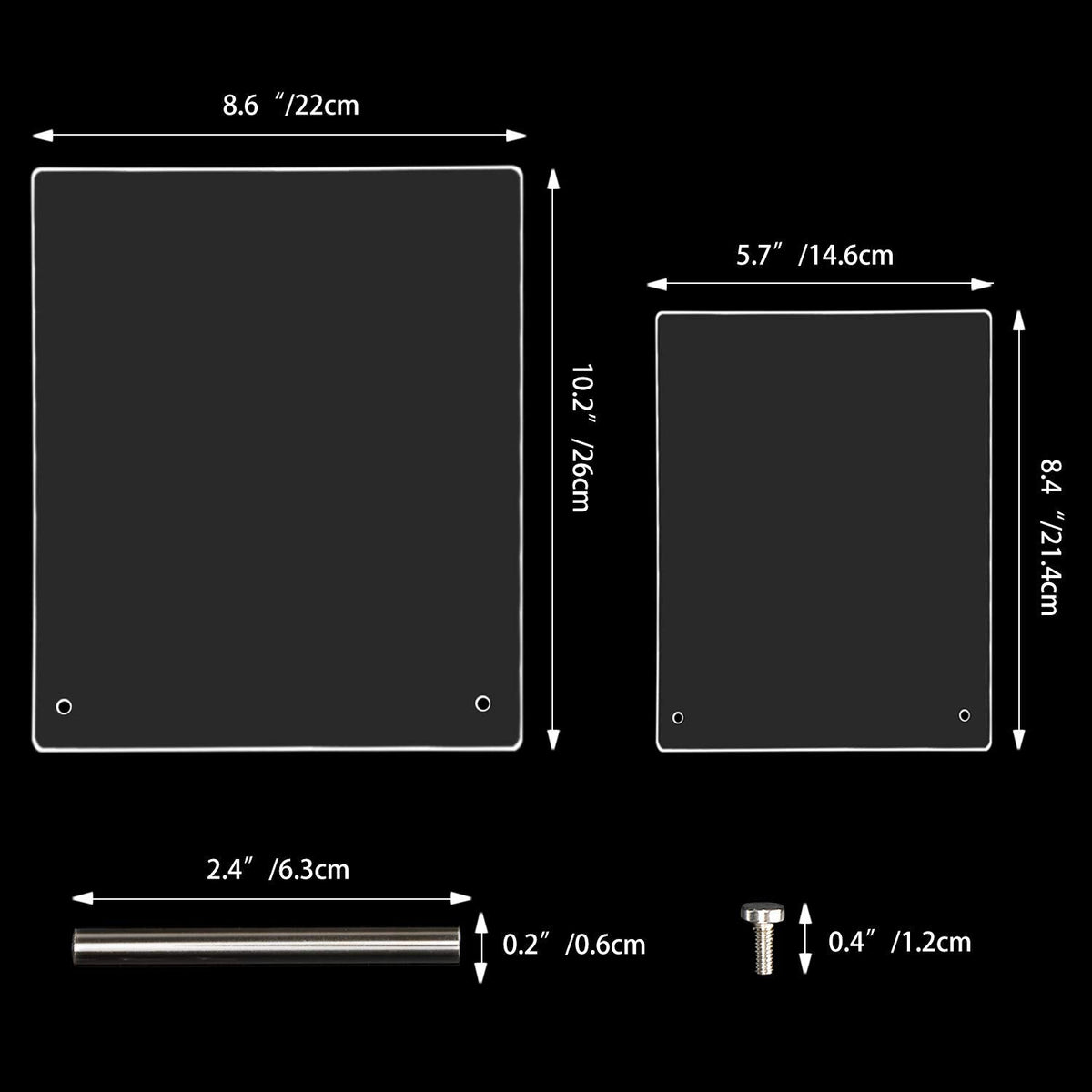 Noverlife 2PCS Transparent Nail Art Display Board, Acrylic False Nail Tips Sample Display, Display Polish Board for Nail Art Design, Professional Salon Nail Color Nail Practice Board - Large & Small