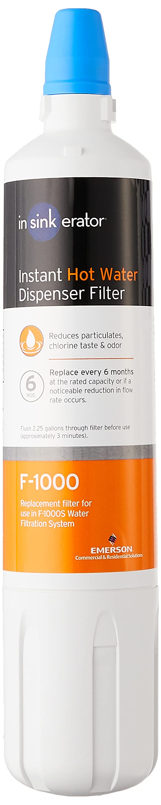 INSINKERATOR F-1000 Under Sink Water Filter Replacement Cartridge for INSINKERATOR Water Filtration System, Chlorine Filter, White