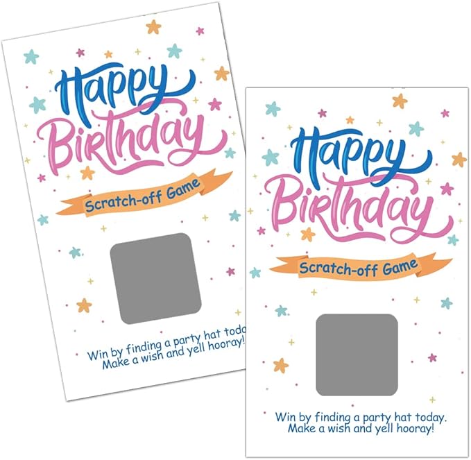 Haizct 50 Pack Adult Happy Birthday Day Party Game Scratch Off Cards, Funny Christmas Holiday Special Event Raffle Tickets Drawing, Birthday Raffle Tickets Party Supplies, Groups Raffles