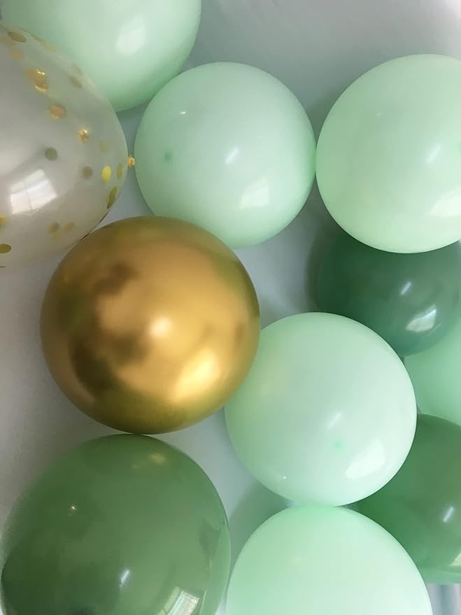 Matte Sage Green Gold Balloons – Light Mint Olive Green Balloons for Wedding Neutral Baby Shower Birthday Party Supplies 60 packs (Sage green + gold)