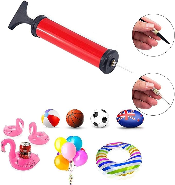HDNNC Portable Ball Pump, Air Pump with 4 Needles 2 Nozzle 1 Extension Hose Great for Basketball Football Volleyball Soccer