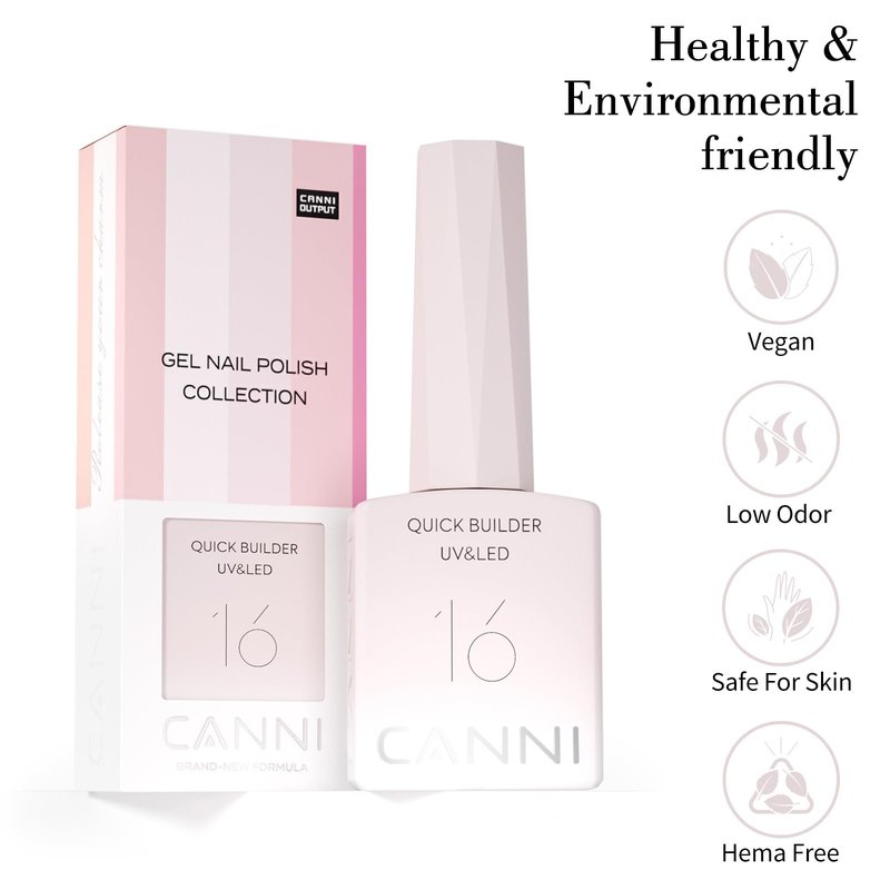CANNI Quick Builder Nail Gel For Nails Set – 6 Colors 9ML Clear White Pink, Soak Off UV LED Nail Extensions & Strengthening, Self-Leveling Builder Gel for DIY Manicure & Salon Use Women