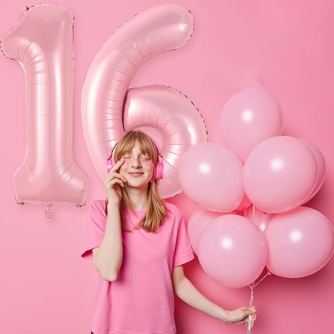 40 Inch Pink Number 1 Balloon, Light Pink Number Balloons Set 0-9, Large Baby Pink 1 Balloon Numbers, Pastel Pink Foil Digital 1 Balloons Helium for Girls Baby Shower 1st Birthday Party Decorations