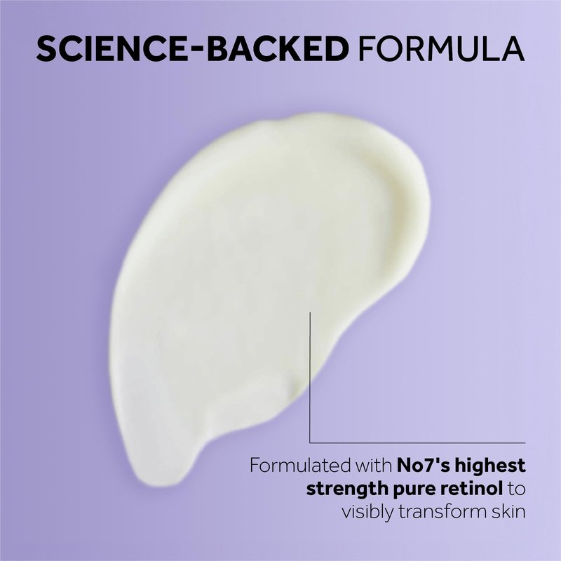 No7 Pure Retinol 1% Night Concentrate - Anti Wrinkle Retinol Serum with Collagen Peptides & Niacinamide for Younger Looking Skin - Firming Face Serum for Fine Lines & Wrinkles (30ml)