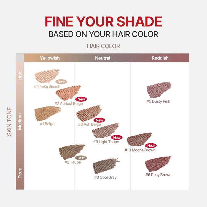 Espoir The Brow Color Fixing Cara #4 Fake Bleach | Easy Fixing without Clumping with Skinny Brush, Long-Lasting & Smudge-proof Eyebrow Mascara, Soft Mood Coloring Tinted Gel, Korean Makeup, 0.1 Fl Oz.