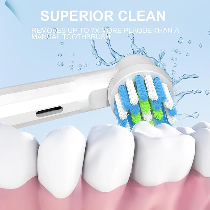 NatraProw Toothbrush Replacement Heads Compatible with Oral b Electric Toothbrush （ 8 White
