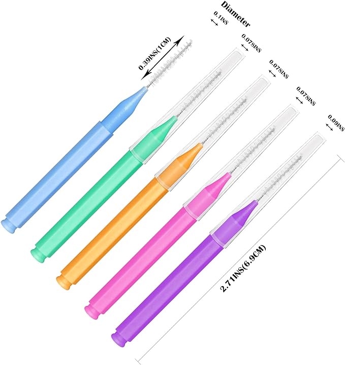 EasyHonor Braces Brush for Cleaner Interdental Brush Toothpick Dental Tooth Flossing Head Oral Dental Hygiene Flosser Toothpick Cleaners Tooth Cleaning Tool (5Colors,50pcs)