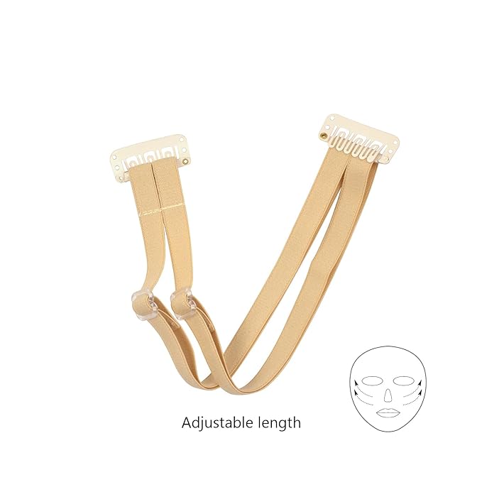 4 Pcs Facelift Bands with Clips Invisible Face Stretching Lifting Strap Adjustable Elastic Band Face Slimming Band (24cm Blonde Double Bands)