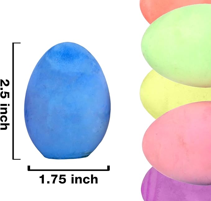 Kid Made Modern Sidewalk Chalk Set for Kids - Washable, Neon Colored Egg Chalk for Outdoor Play and Chalkboard Art - Ages 3+ (6 Pieces, Multicolor)