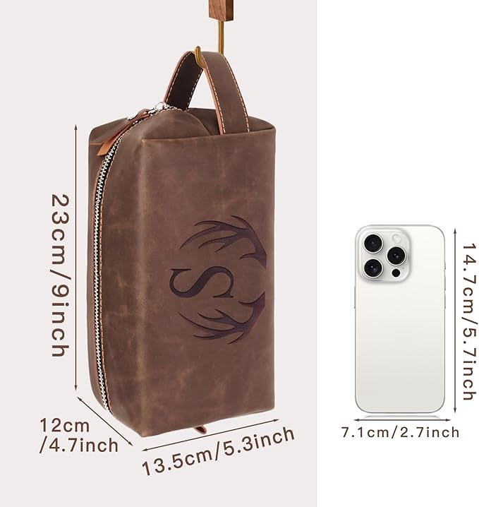 Personalized Travel Toiletry Bag Initial PU Leather Shaving Bag Birthday Christmas Retirement Gifts for Men Him Father Dad Grandpa Male Colleague Coworker Employee Friends Teacher Coach (G)