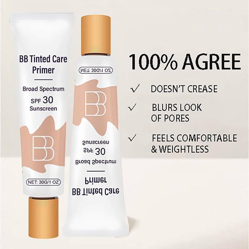 BB Moisturizer Spf 30 - Brightens, Hydrates & Smooths Your Skin, BB Blur Tinted Moisturizer Spf 30, BB Tinted Care Primer with Brush, Full Coverage Concealer Liquid Makeup (Natural)