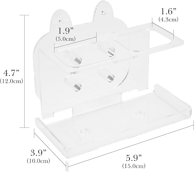 Electric Toothbrush Holder Wall Mounted, Electric Toothbrush Cord Organizer Holds 2 Chargers, Self Adhesive Electric Toothbrush Stand for Bathroom, Medicine Cabinet, Dorm(Clear)